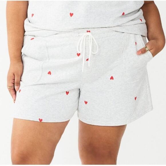 Sonoma Goods for life gray hearts drawstring fleece shorts - Picture 1 of 6